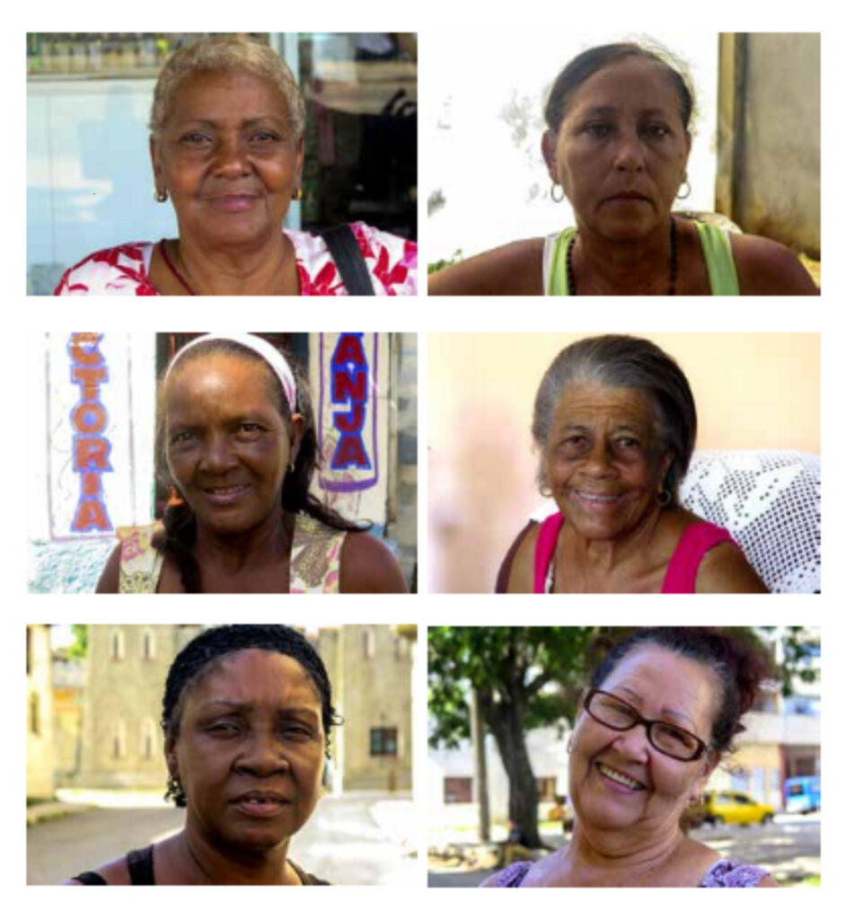 Mosaico de rostros de mujeres cubanas de distintas edades.
