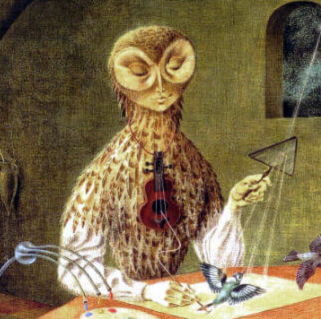 Detalle de la obra "Creation of the Birds" de la pintora surrealista Leonora Carrington.