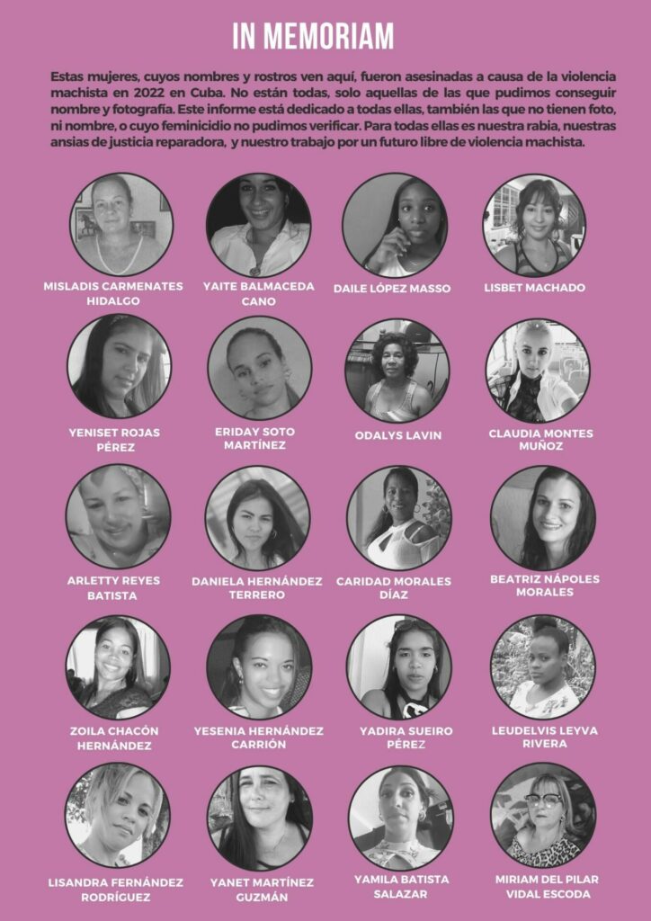 Rostros de algunas de las víctimas de feminicidios en Cuba