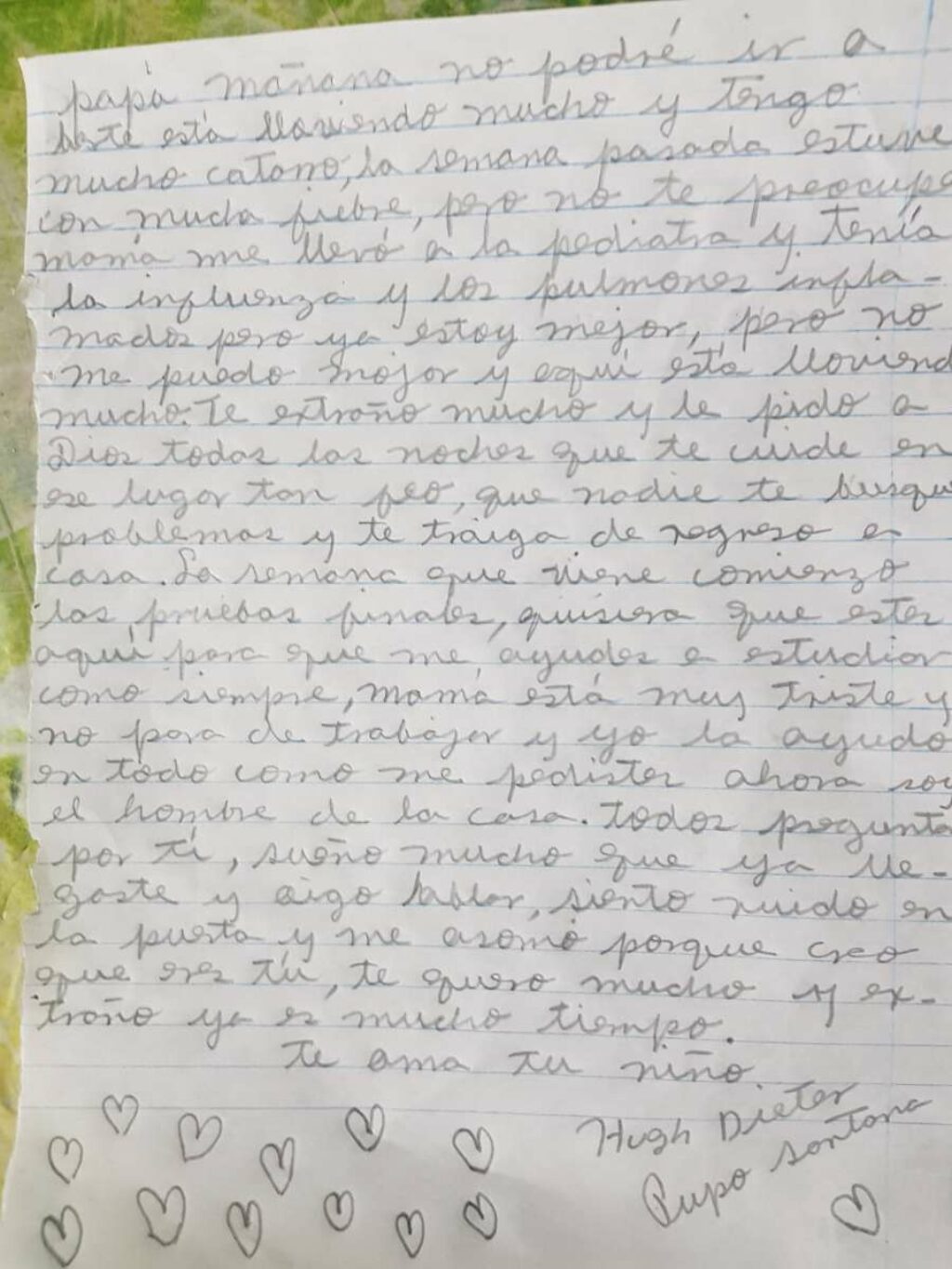 carta escrita por un niño cubano