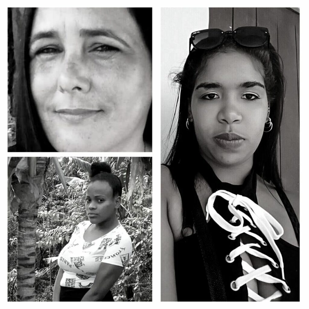 rostros de tres víctimas de feminicidios en Cuba