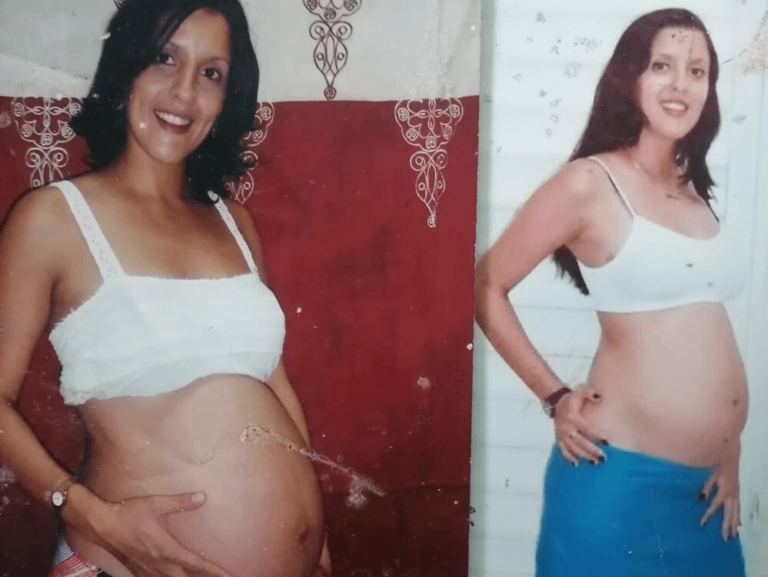 Retrato de Nancy Rodríguez embarazada.
