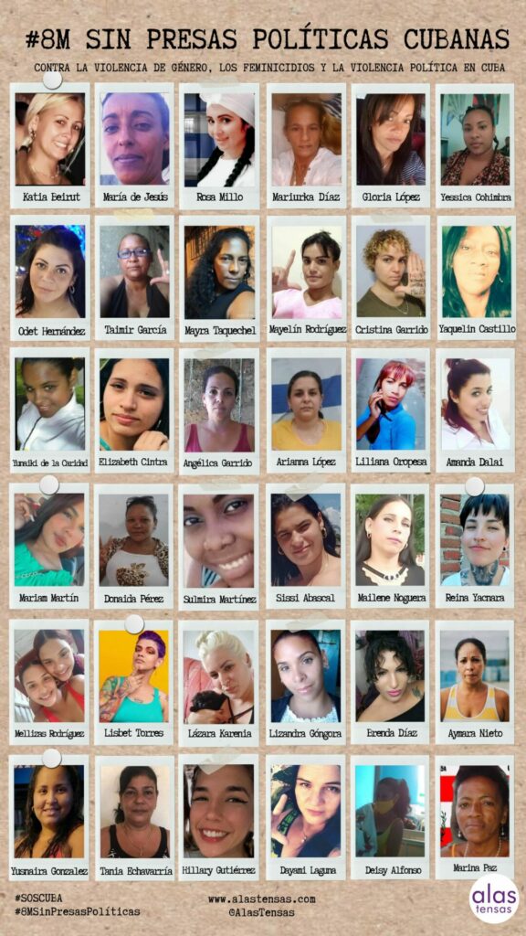 collage de imágenes de presas políticas cubanas