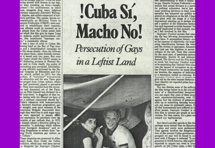 Artículo periodístico sobre la represión a los gays en la CUba castrista.