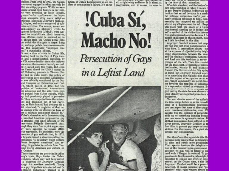Artículo periodístico sobre la represión a los gays en la CUba castrista.