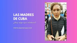Elena Larrinaga lee la carta de las organizaciones civiles en apoyo a las madres cubanas en el Día de las madres (Manifestación de apoyo, Madrid, 14 de mayo, de 2023).
