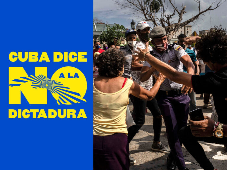 Cuba dice NO a la dictadura: personas manifestándose en Cuba.