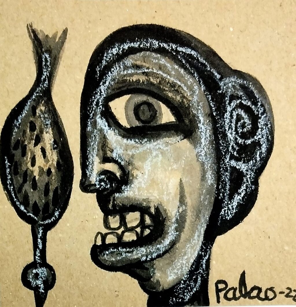 Dibujo de mujer enfurecida, realizado por el artista cubano Yanier H. Palao.