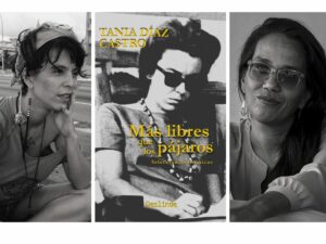 Marta María Ramirez y Luz Escobar junto a libro de Tania Díaz Castro Foro Intemperie