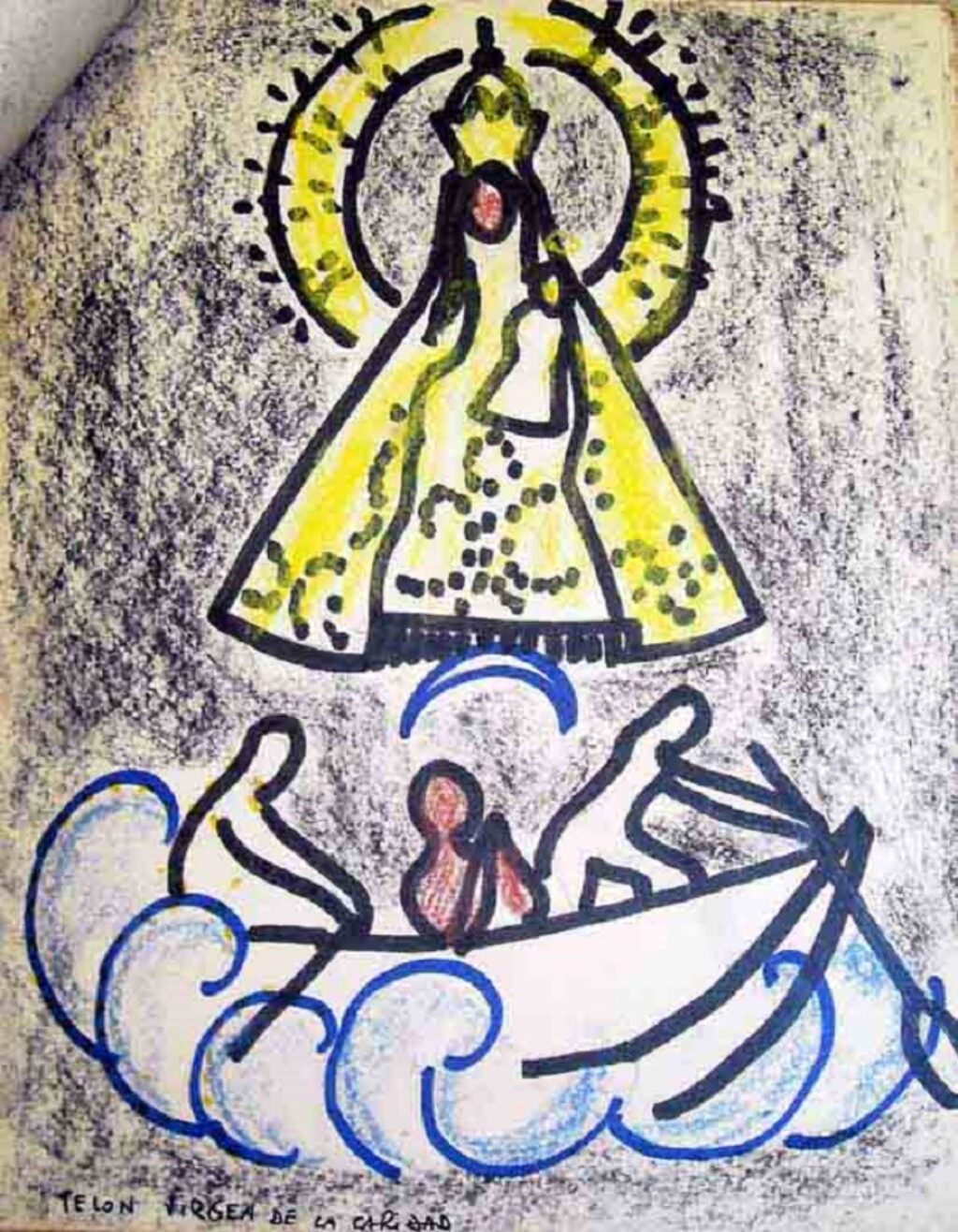 Pieza de Sandú Darié en la que pinta a la Virgen de la Caridad.