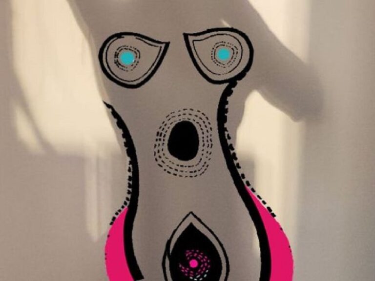 foto de mujer translúcida con las partes de su cuerpo resaltadas en alusión a los derechos sexuales.