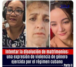 Imagen de tres mujeres agraviadas con violencia de género por la seguridad del Estado cubano