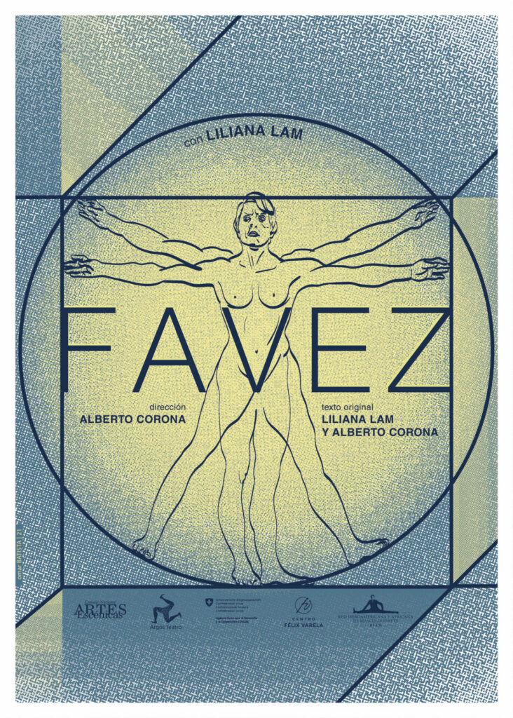 Cartel de Omar Batista Jiménez para la obra Favez, de Liliana Lam y Alberto Corona.