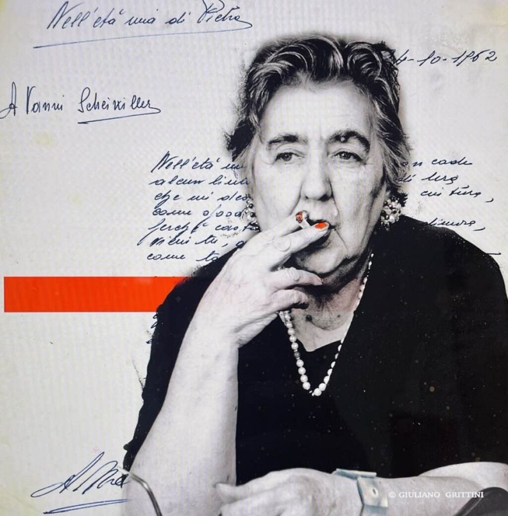 Alda Merini fumando. Foto tomada de Giuliano Grittini Art