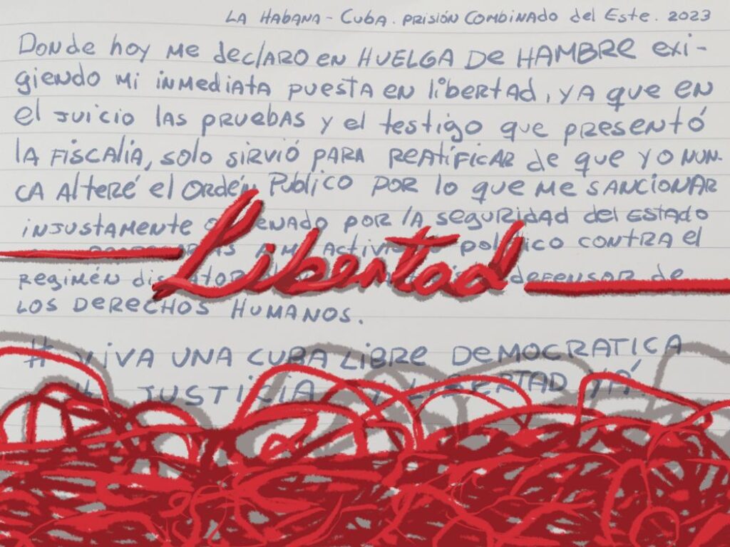 carta de preso político cubano en huelga de hambre