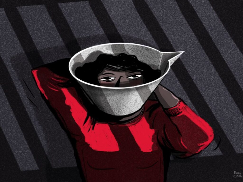 ilustración de mujer en huelga de hambre
