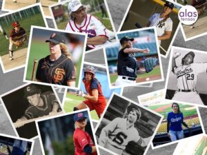 Collage de mujeres en el béisbol