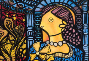 Detalle de la obra "Muchacha con flor" (1945), de Amelia Peláez.