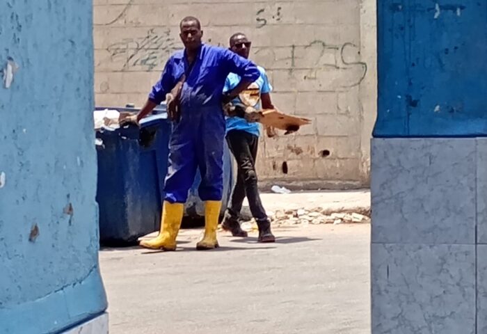 El trovador cubano Fernando Bécquer trabajando en la limpieza de las calles.