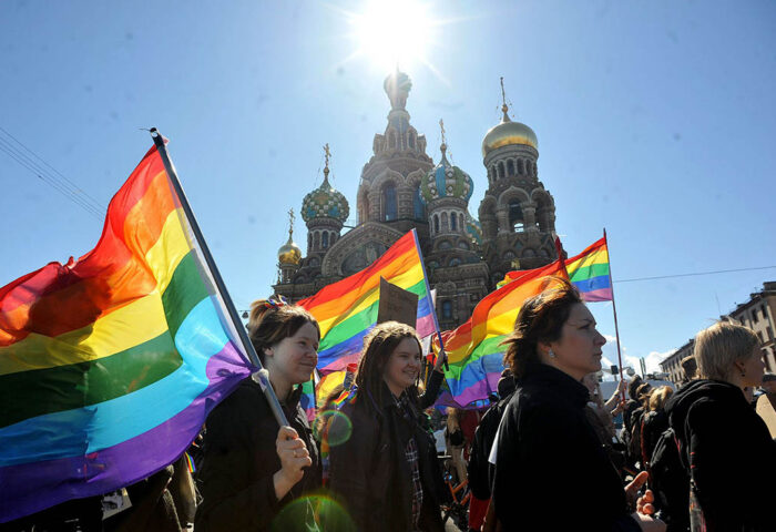 Protestas contra la homofobia institucionalizada en Rusia, diciembre de 2022.