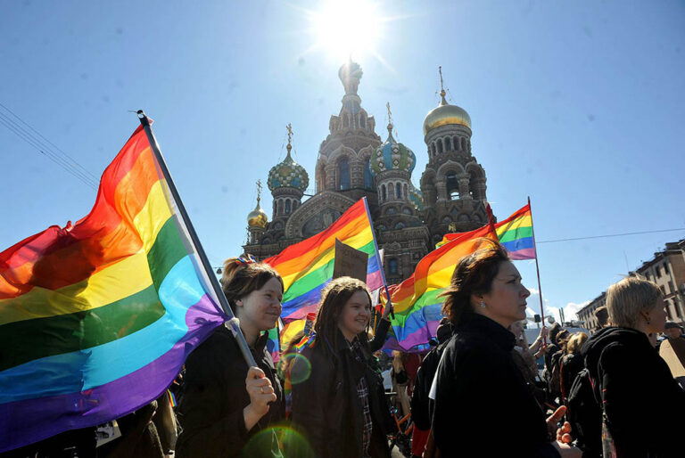 Protestas contra la homofobia institucionalizada en Rusia, diciembre de 2022.