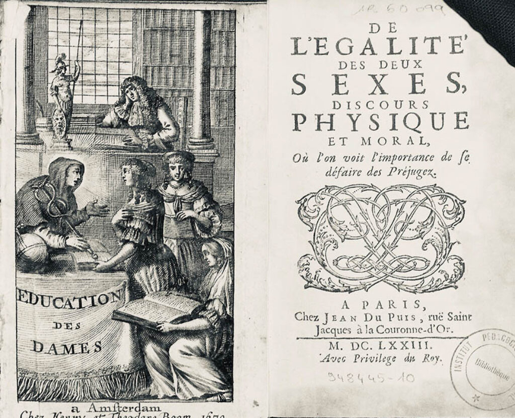 Portada del libro "De la igualdad de los sexos" (1673), de Poulain de la Barre.