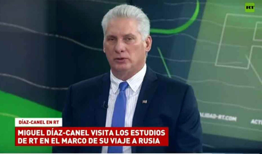 Miguel Díaz-Canel en Russia Today, noviembre de 2022.