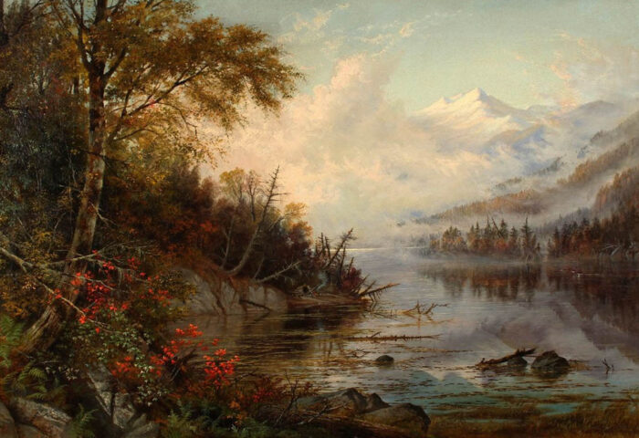 Susie M. Barstow: "Lago de montaña en otoño" (1873).