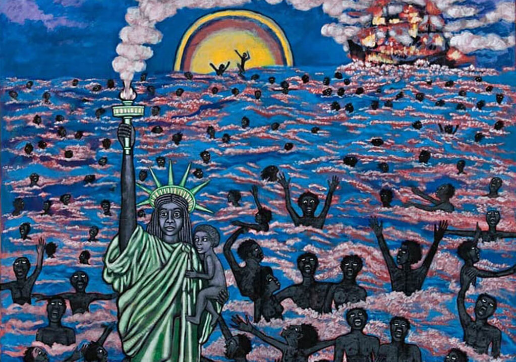 Faith Ringgold: "Llegamos a América" (1997), fragmento.