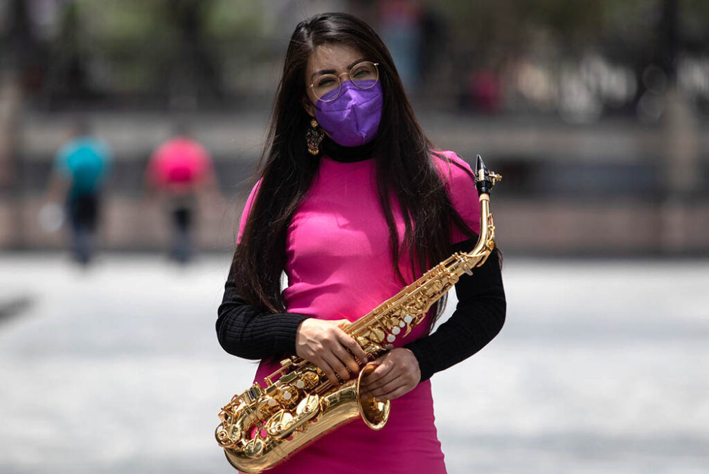 María Elena Ríos, saxofonista, víctima de violencia ácida y promotora de la Ley Malena.