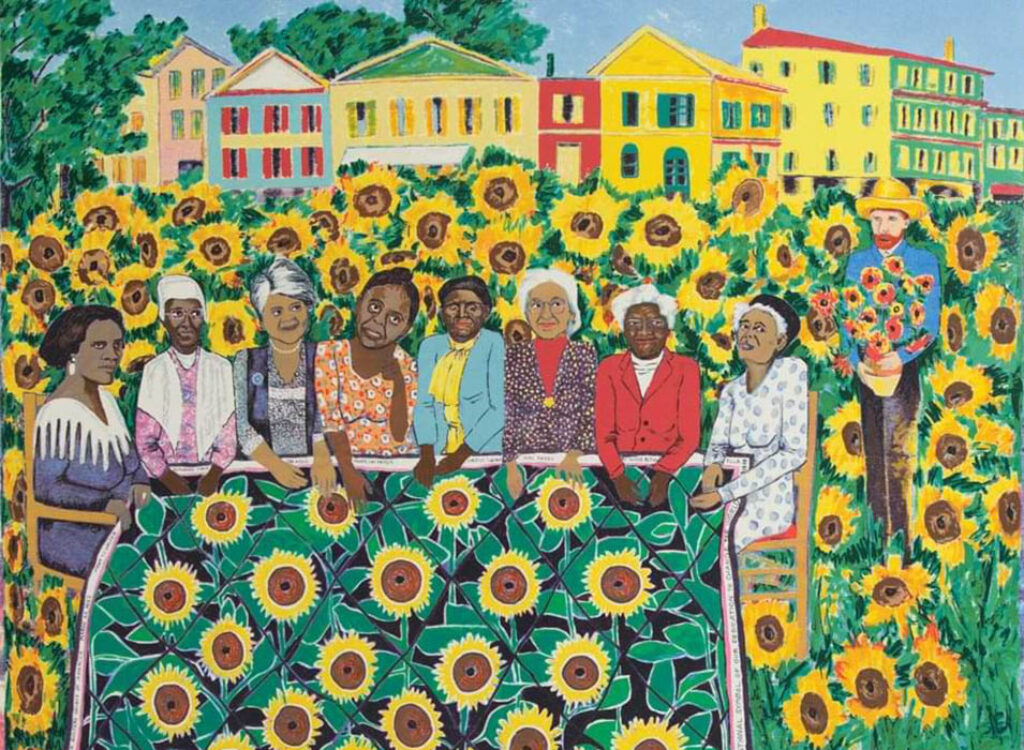 Faith Ringgold: "Tejido de girasoles en Arles" (1997), fragmento.