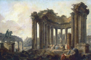 Hubert Robert: "Paisaje con las ruinas de un templo" (sin fecha).