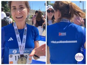 Activista cubana Eugenia Gutiérrez durante maratón