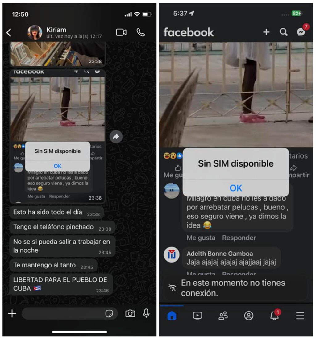 Capturas de pantalla del teléfono de Kiriam Gutiérrez Pérez facilitadas a Alas Tensas.