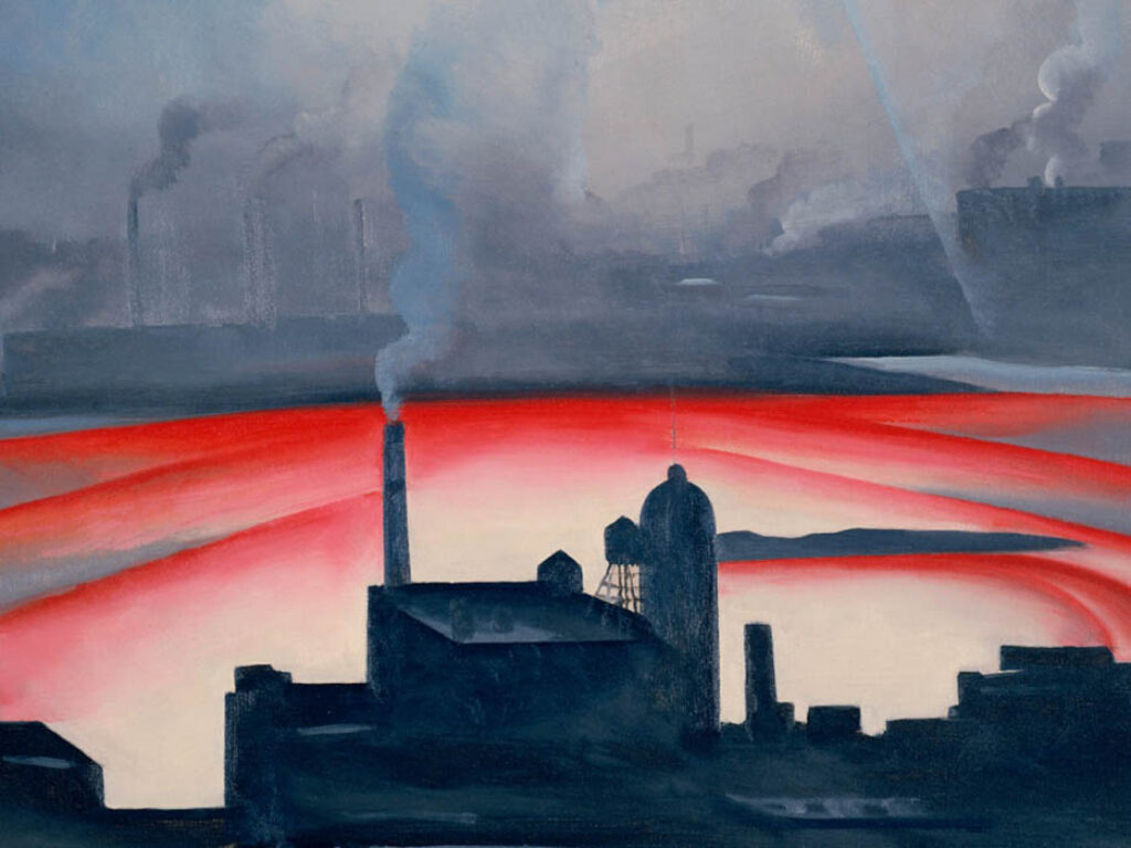 Georgia O'Keeffe: "East River desde el Shelton" (1927-1928), detalle.