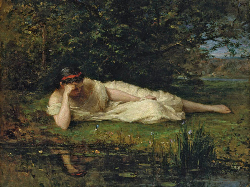 Berthe Morisot: "Estudio al borde del agua" (1864).