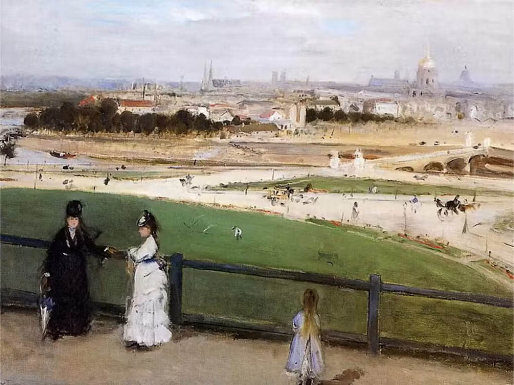 Berthe Morisot: "Vista de París en los alrededores del Trocadero" (1871-73), detalle.