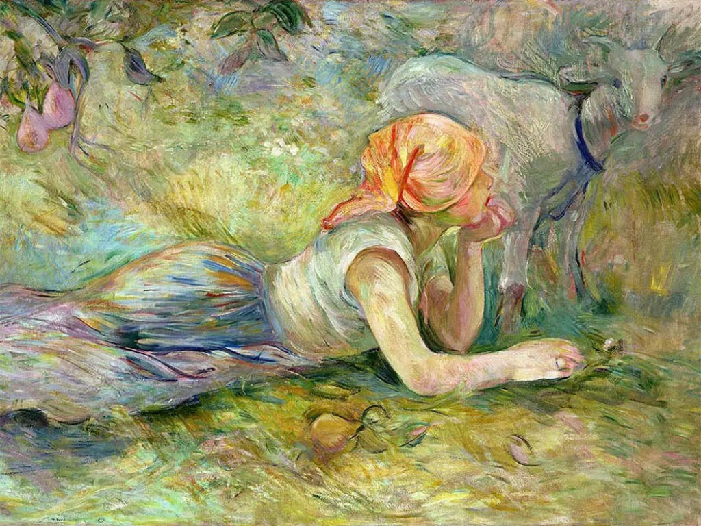 Berthe Morisot: "Pastora descansando" (1891), detalle.