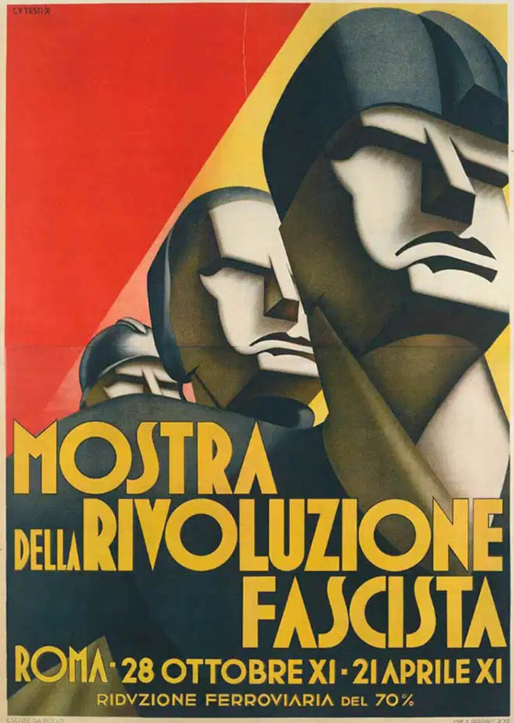 Cartel de propaganda anunciando la Exposición de la Revolución Fascista en Roma, 1932.