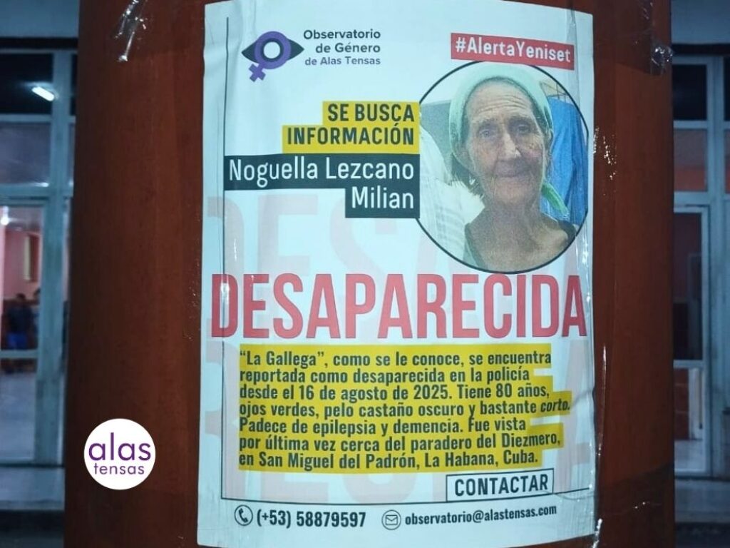 cartel sobre la desaparición de Noguella Lezcano Milián