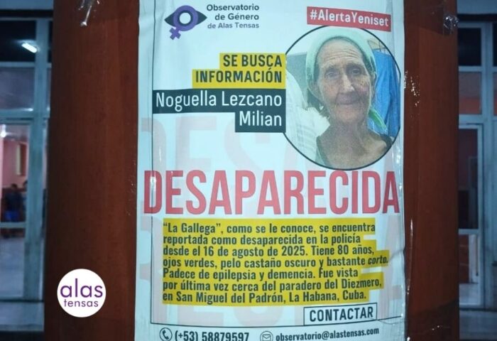 cartel sobre la desaparición de Noguella Lezcano Milián