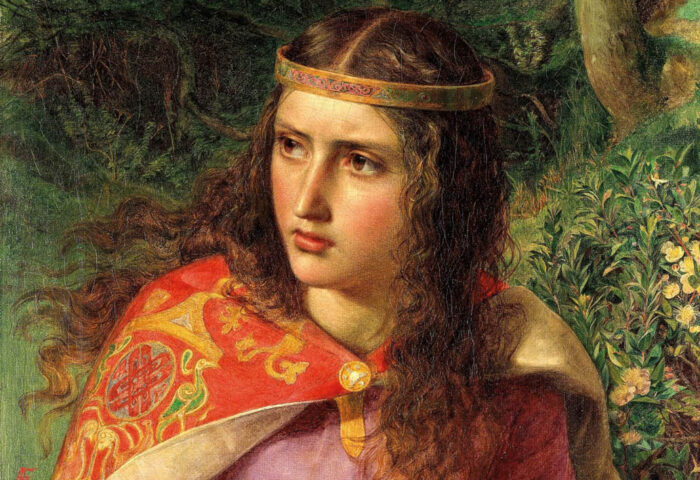 Frederick Sandys: "Reina Leonor" (1858), detalle.