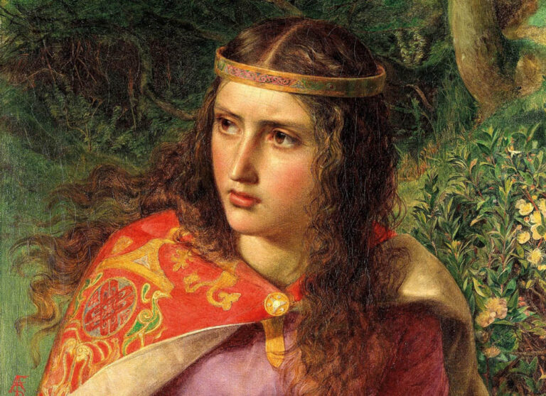 Frederick Sandys: "Reina Leonor" (1858), detalle.