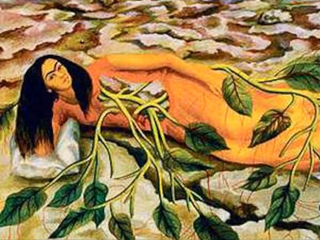 Frida Kalho: "Raíces" (1953), detalle.