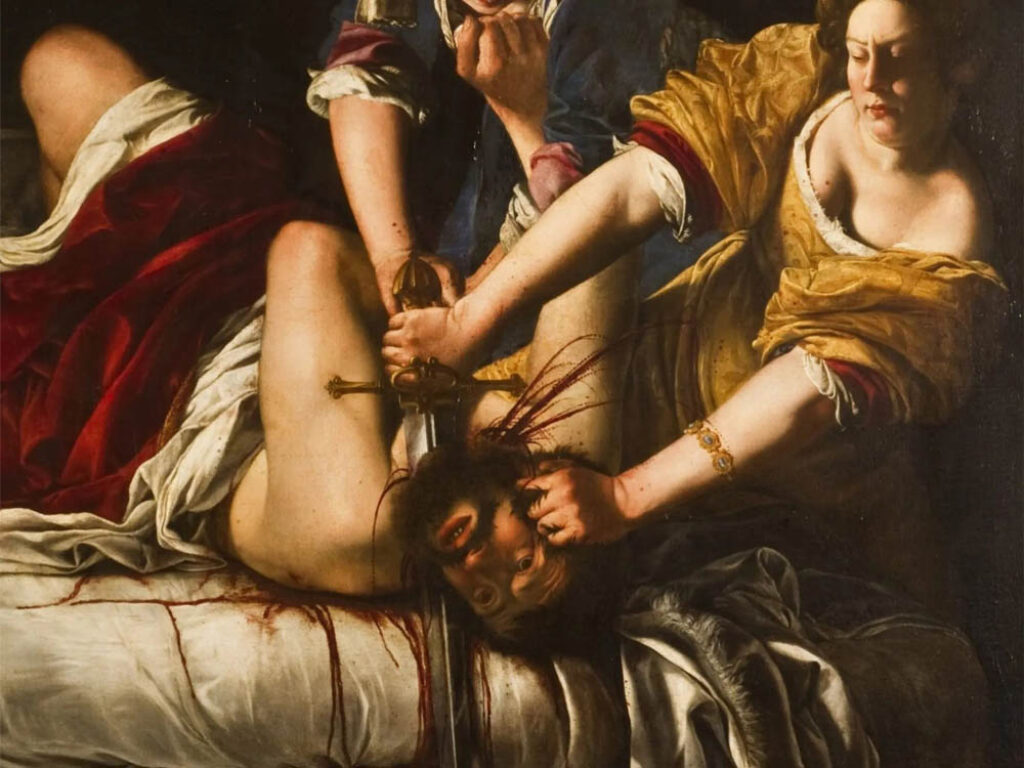Artemisia Gentileschi: "Judith decapitando a Holofernes" (1614-1620), detalle.