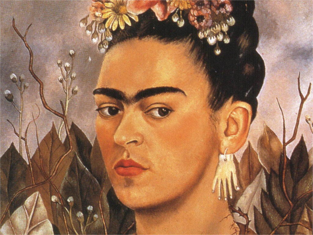 Frida Kalho: "Autorretrato dedicado al Dr. Eloesser" (1940), detalle.