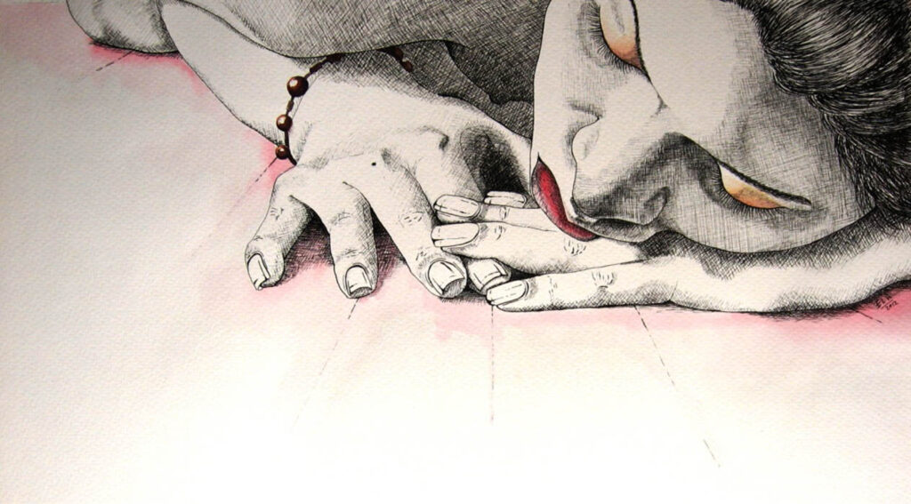 Elizabeth López Avilés: dibujo de la serie "Silenciosa pasión" (2012).