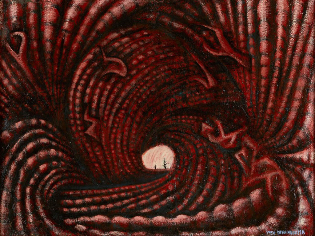 Yayoi Kusama: "Acumulación de cadáveres" o "Prisioneros rodeados por la Cortina de la Depersonalización" (1950).