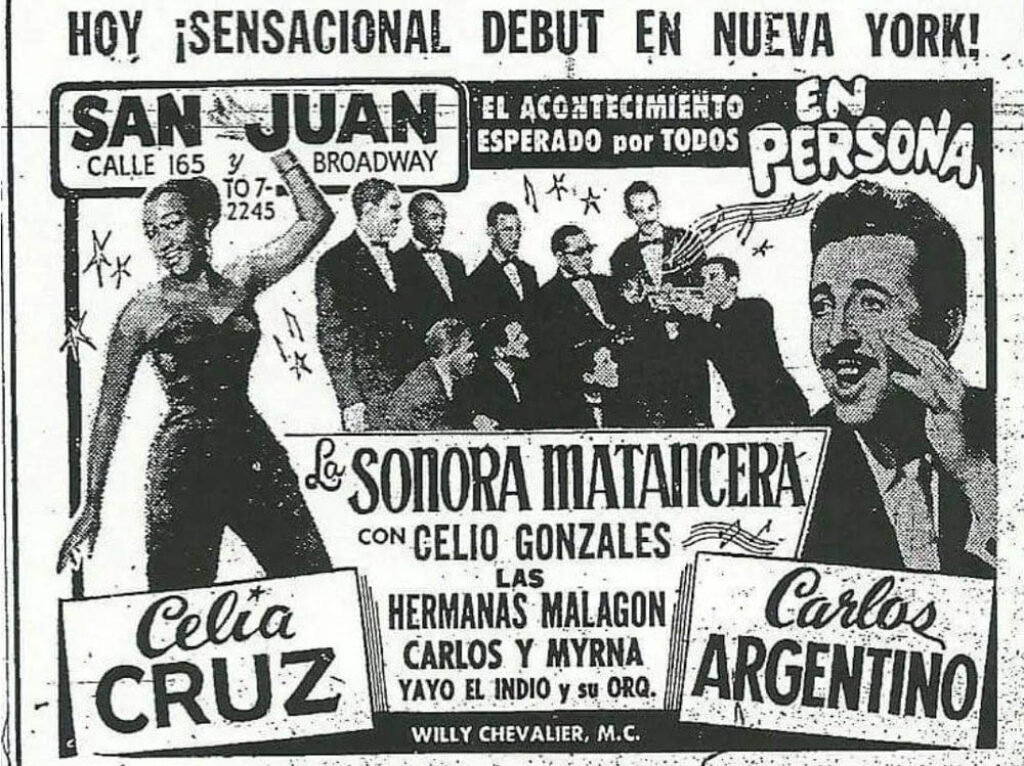 Debut en el Teatro San Juan, de Broadway, en Nueva York el 2 de septiembre de 1959.