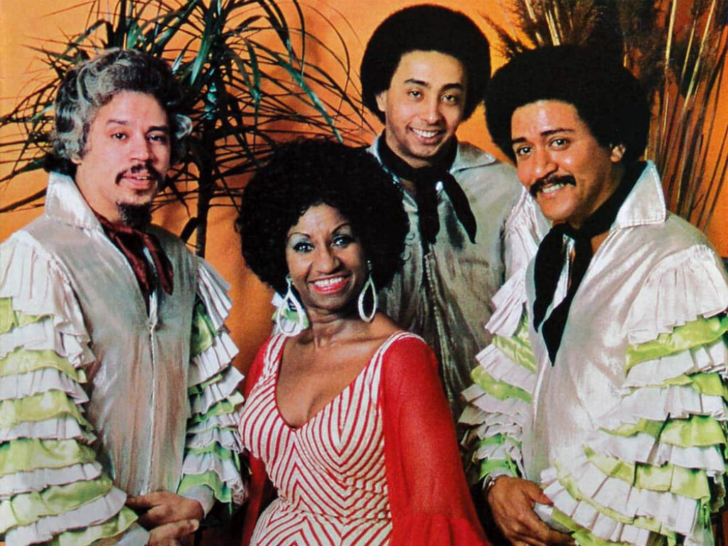 Con Johnny Pacheco, Justo Betancourt y Papo Lucca. Cubierta del disco "Recordando el ayer" (1976).